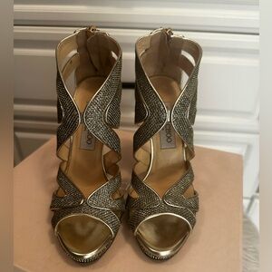 Jimmy Choo MADE IN ITALY 247 Collar Lame Glitter Pumps Sandals Shoe size 35